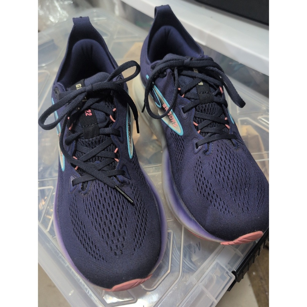 Brooks Womens Glycerin Gets 22 Running Shoes Size 10B Regular Width Navy Blue